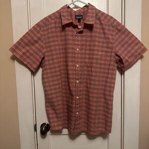 Patagonia Red and Black Casual Button Down Shirt